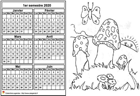 Calendrier 2020 à Colorier Semestriel Format Paysage Pour Enfants