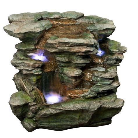 Alpine Polyresin Waterfall With White Led Light Win676 The Home Depot