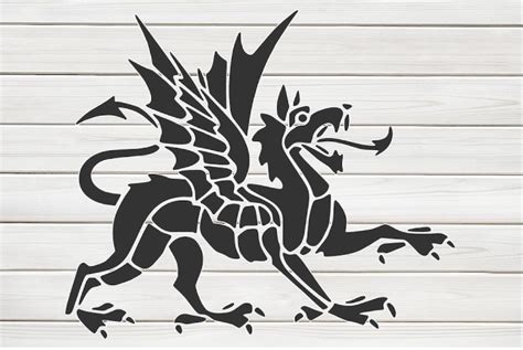 Majestic Medieval Dragon Stencil Template Design Print Digital Etsy