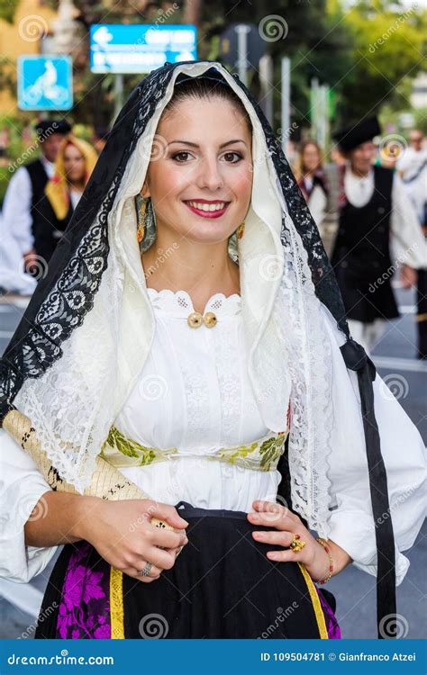 Portrait In Traditional Sardinian Costume Editorial Photo Image Of