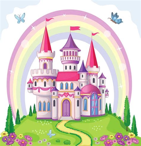 Fairy Tale Castle Vector Illustration Stock Vector Image By