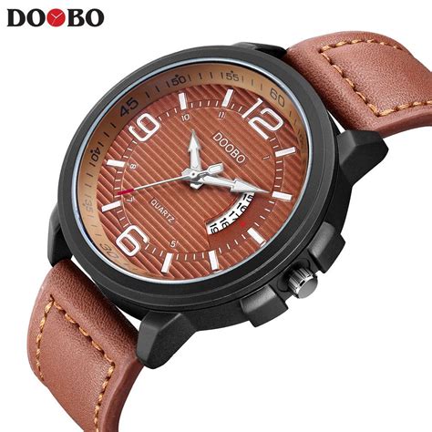 NEW DOOBO Casual Mens Watches Top Brand Luxury Leather Men Military