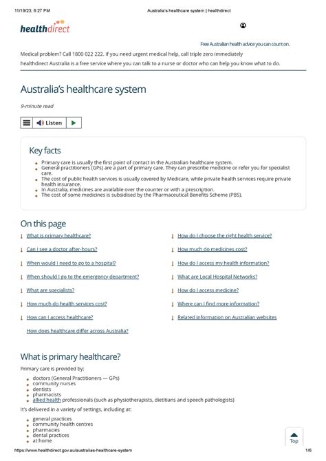 Australias Healthcare System Healthdirect Medical Problem Call 1800