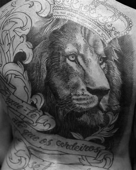 His is another maned lion. 50 Lion Back Tattoo Designs For Men - Masculine Big Cat Ink Ideas