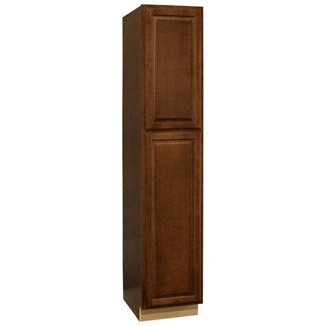 Shelf thickness offers durability and its adjustable shelf design helps you maximize your storage space. Hampton Bay 18x90x24 in. Hampton Pantry Cabinet in Cognac-KP1890-COG - The Home Depot