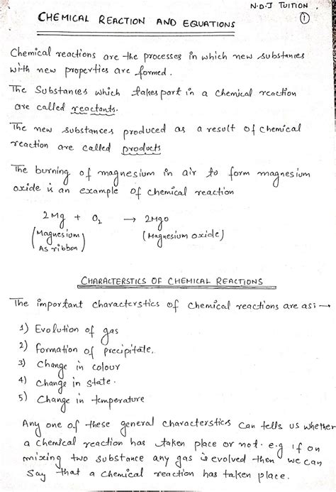 Chemical Reaction And Equation Class 10 Notes Science Chapter 1 Gambaran