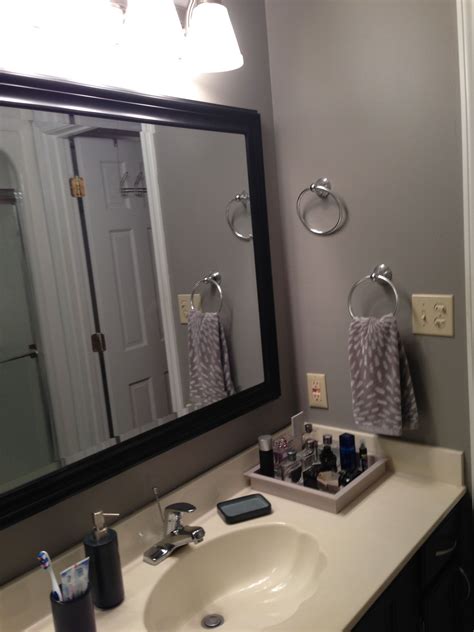 Perfect for kitchen and bathroom. Behr Fashion Gray on walls and Valspar Chimney Smoke on ...