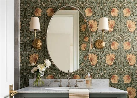 Before And After Floral Wallpaper Bathroom Design Decorilla Online