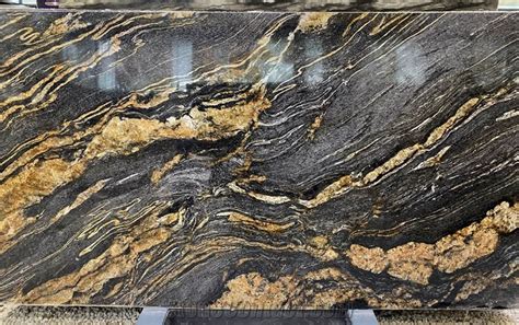 Black Fusion Granite Countertops Golden Veins From China