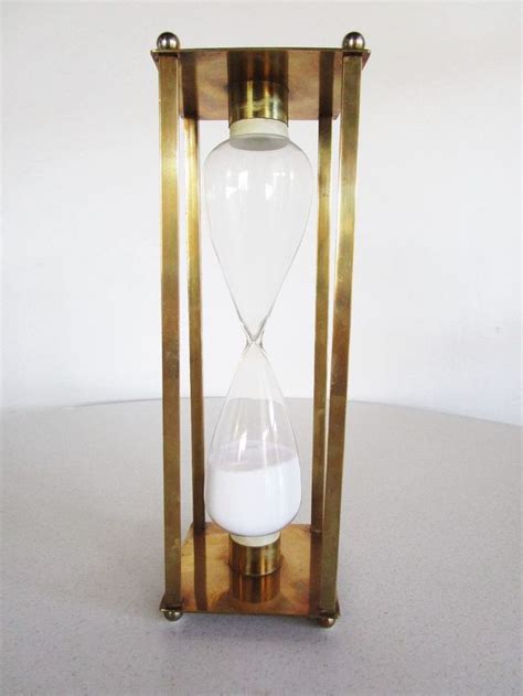 Vintage Brass Hour Glass 12 Hour Sand Timer White Sand Brass Base Mid