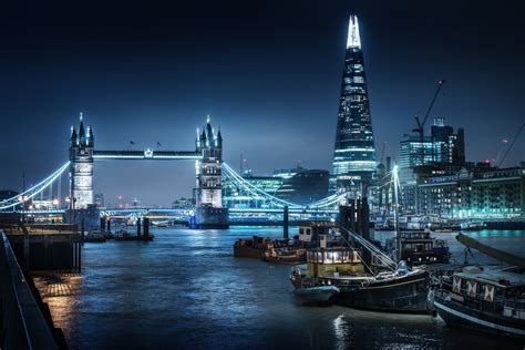 City Cityscape Night Lights London London Bridge River