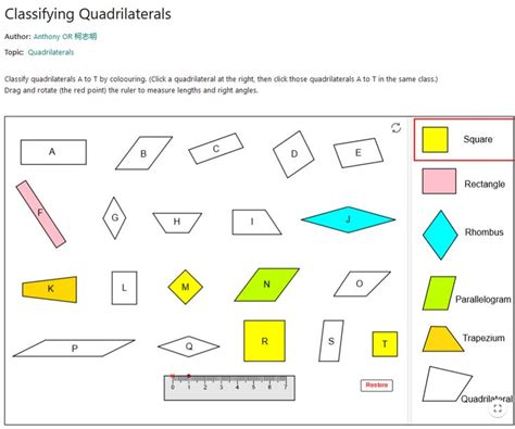 Classifying Quadrilaterals Geometry Classifying Quadrilaterals