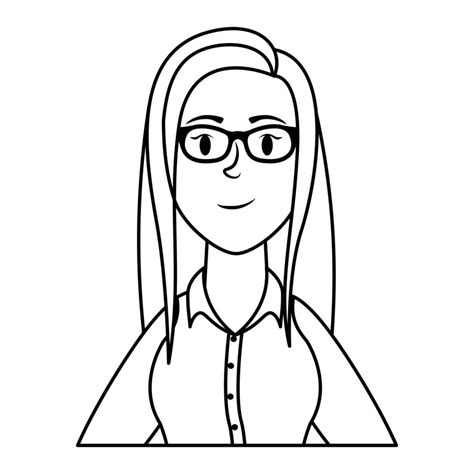 Cute Young Woman With Eyeglasses Character 2844088 Vector Art At Vecteezy