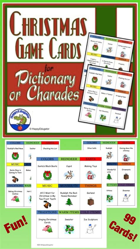 Christmas Charades Or Pictionary Game Fun Holiday Party Christmas
