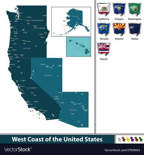 West Coast United States Royalty Free Vector Image