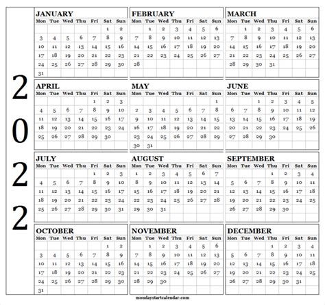 Free Printable 2022 Calendar Monday Start Free January 2022 Calendar
