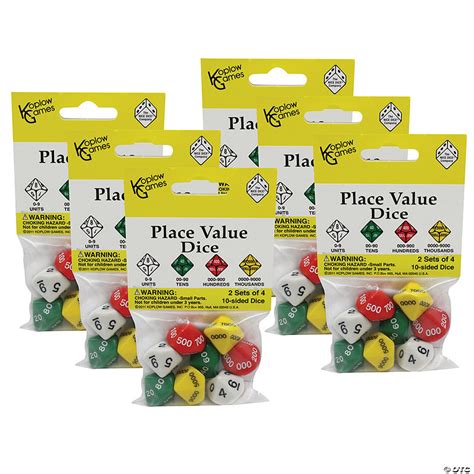 Koplow Games Place Value Dice 2 Sets Of 4 10 Sided Dice Per Pack 6