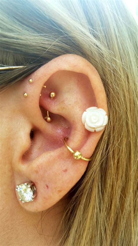 Double Anti Helix Rook Conch Earings Piercings Ear Jewelry Ear