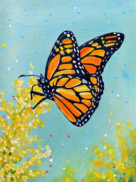 Monarch Butterfly Original Acrylic Painting By Rachelle Dyer