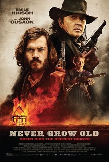 In never grow old emile hirsch plays a much younger undertaker and carpenter, settled with his family in a town called garlow, located, a title card tells us, on the california trail. See John Cusack's "Never Grow Old" Trailer