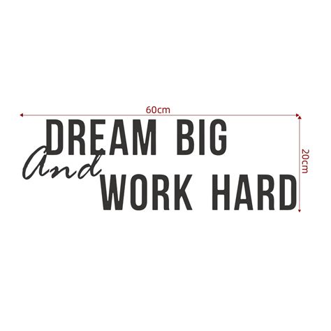 Dream Big And Work Hard Office Inspirational Quotes Lettering Wall Art