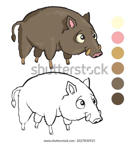 Wild Boar Coloring Page Preschool Children Stock Vector Royalty Free