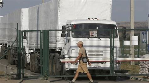 Ukraine Customs Checks Start On Russian Aid Convoy Bbc News