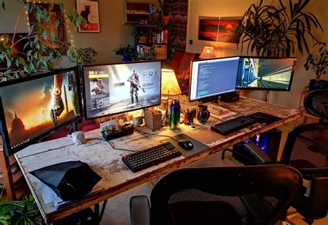 His And Hersour Cozy Battlestations Good Gaming Desk Simple Computer