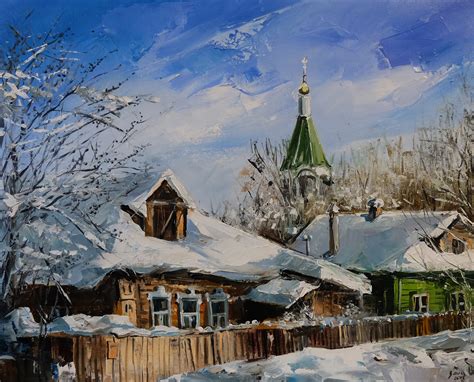 Russian Village Original Painting Canvas Oil Painting Russian Etsy