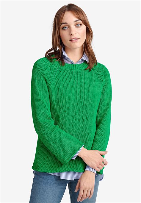 Raglan Sleeve Sweater By Ellos Lush Green Sweaters Bell Sleeve
