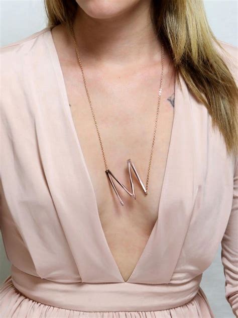 Sideways Initial Necklace For Women Large Initial Necklace Etsy