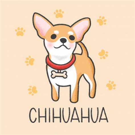 Cute Chihuahua Cartoon Hand Drawn Style Cute Cartoon Drawings Cute