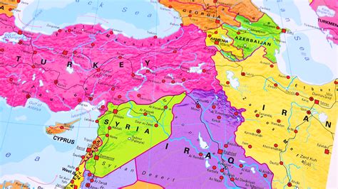 Western Asia On A Political Map Closeup Stock Video Footage Storyblocks