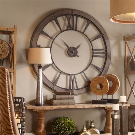 Large 60 Inch Rustic Bronze Wall Clock Rc Willey Furniture Store
