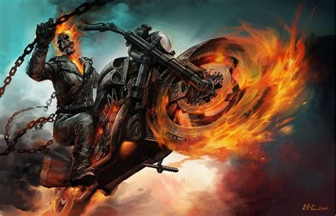 Brutales Ilustraciones De Ghost Rider El Motorista Fantasma Ghost