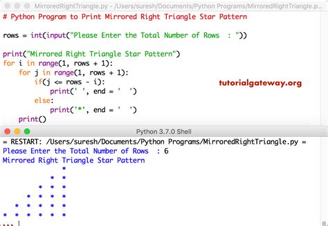 Python Program To Print Mirrored Right Triangle Star Pattern