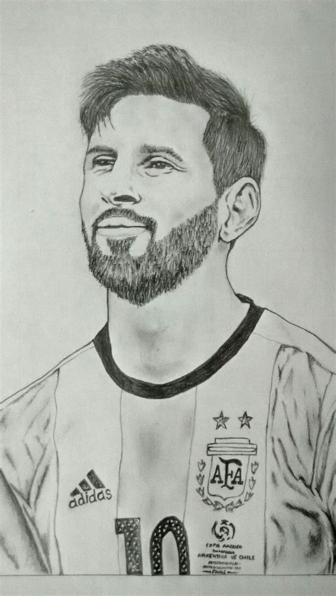 Dibujo A Lápiz Lionel Messi Jugador De Fútbol Arte Del Bosquejo
