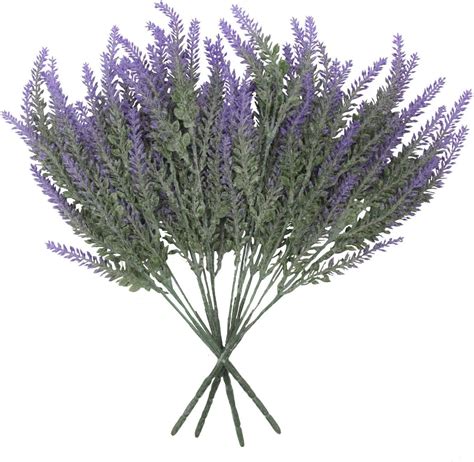 houseables faux lavender artificial flowers purple 4 bundles plastic fake plant decor