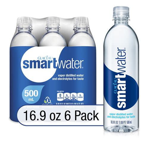Smartwater Vapor Distilled Premium Water Bottles 169 Fl Oz 6 Pack