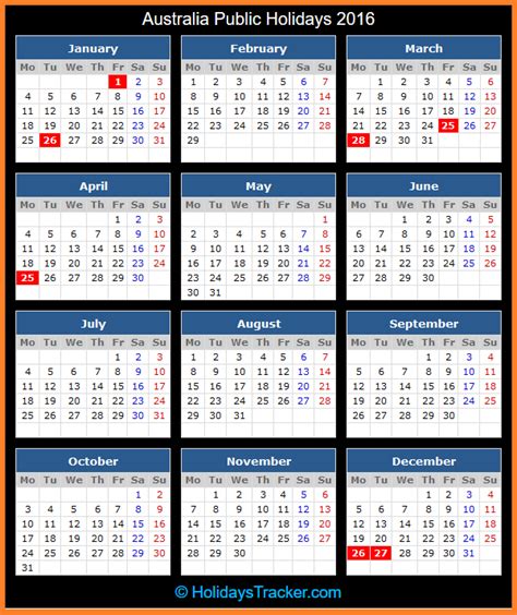 Kalendar cuti umum dan cuti sekolah malaysia tahun 2018. Australia Public Holidays 2016 - Holidays Tracker