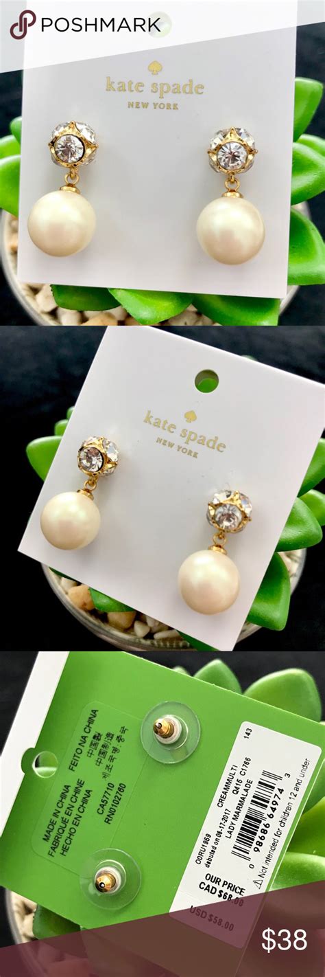 Kate Spade Gold Pearl Drop Lady Marmalade Earrings Pearl Drop
