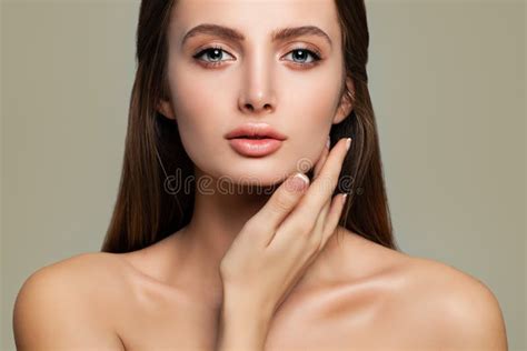 Beautiful Female Face Closeup Spa Woman With Healthy Skin Stock Image Image Of Medicine