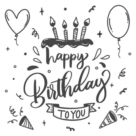 Premium Vector Birthday Party Lettering Candles On Cake Happy