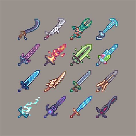 64 Fantasy Pixel Sword Collection 24x24 Pack I By Duganstudio
