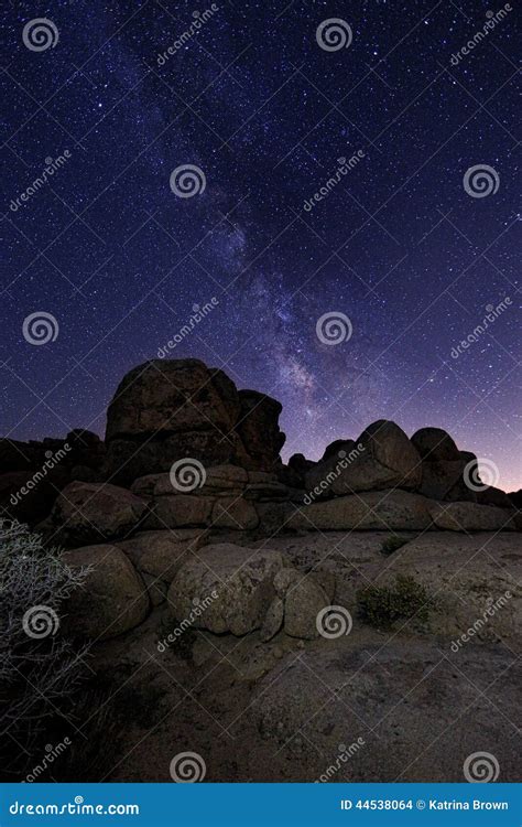 Trails And Milky Way In Joshua Tree National Park Stock Photo Image