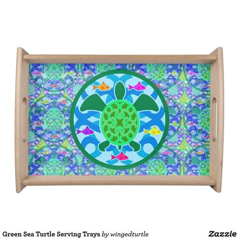 Green Serving Trays Food Trays Zazzle Green Sea Turtle Food