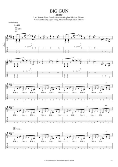 Big Gun Tab By Acdc Guitar Pro Full Score Mysongbook