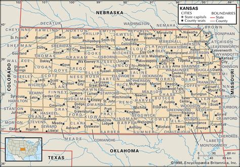 Kansas Map Of The United States Of America