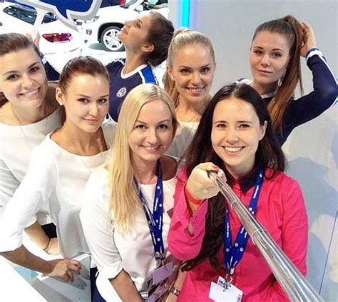 Attractive Hostesses Of Moscow Car Show Taking Selfies 26 Photos