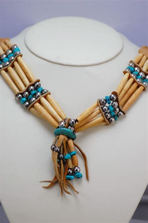 Cherokee Traditional Turquoise Bone Choker By Pam Loyal Native
